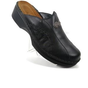 Naot Black Leather Mules with Embellishment